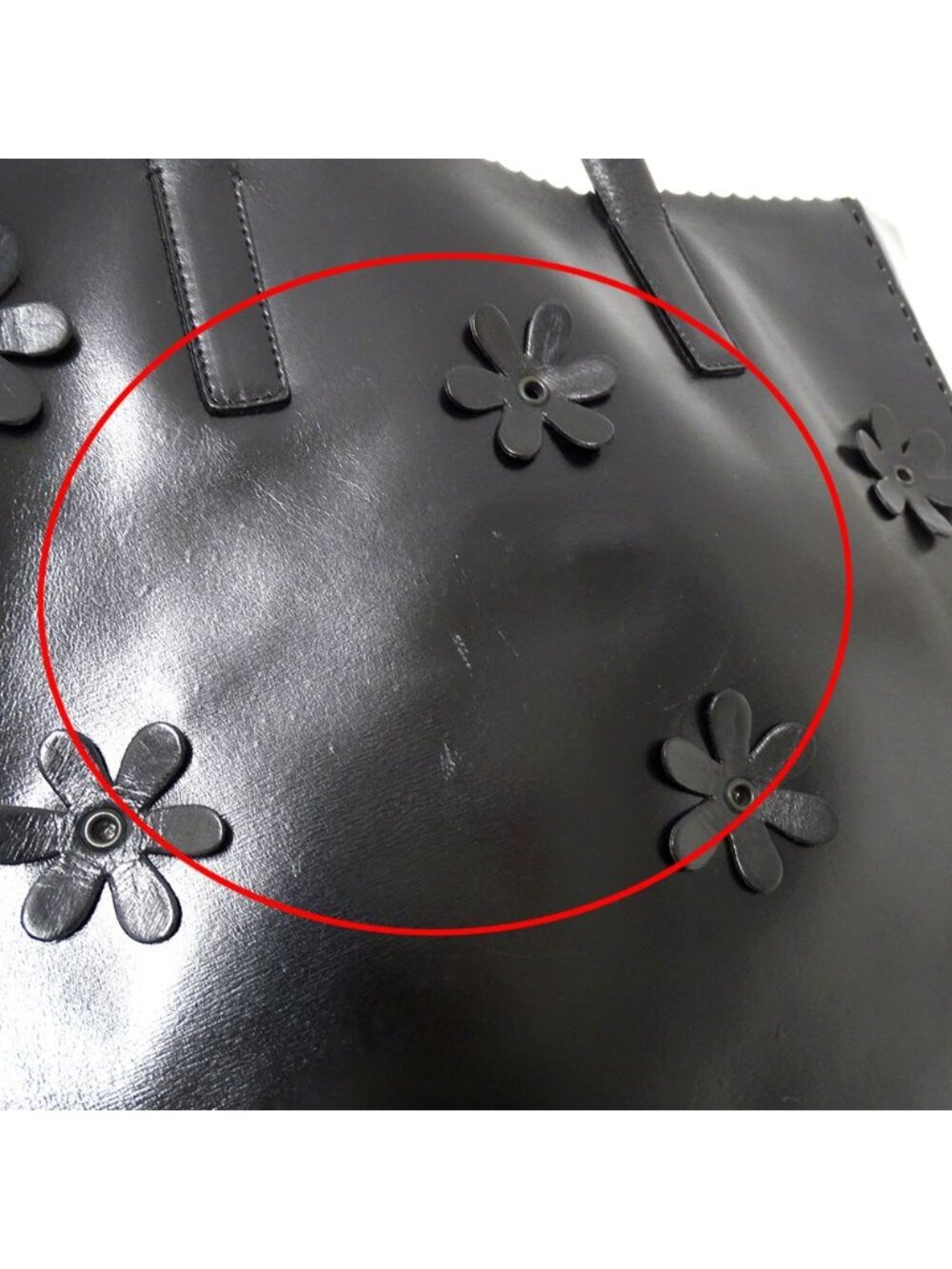 Prada Tote Leather Black Flower - Picture 9 of 13